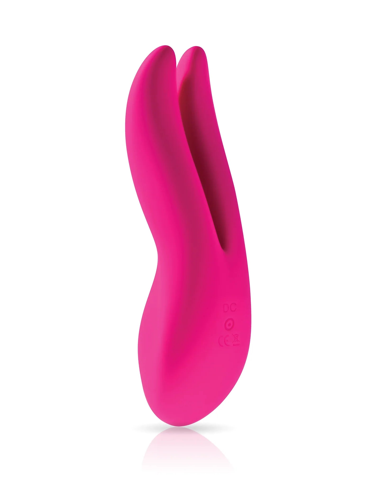 Ascend 2 clitoral stimulator in JJ-pink side facing view